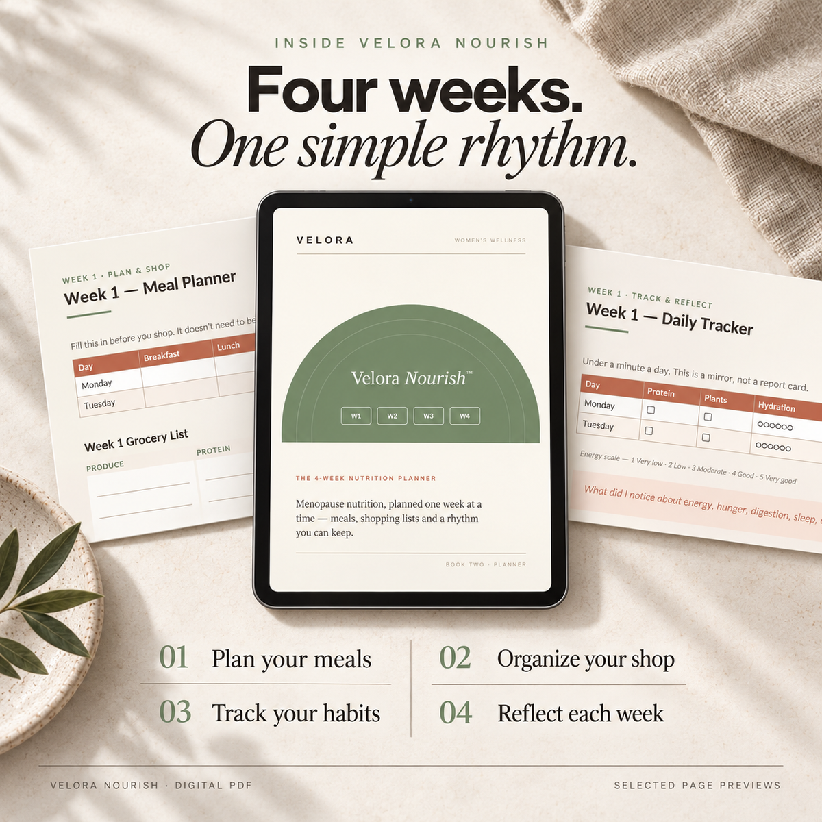 Velora Nourish™ — The 4-Week Menopause Nutrition Planner